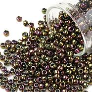 TOHO Round Seed Beads, Japanese Seed Beads, (509) High Metallic Purple/Green Iris, 8/0, 3mm, Hole: 1mm, about 1110pcs/50g(SEED-XTR08-0509)