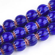 Handmade Millefiori Lampwork Beads Strands, Round, Blue, 10mm, Hole: 1mm, about 38pcs/strand, 14.3 inch(X-LAMP-S191-16)
