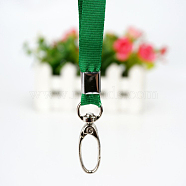 Polyester Neck Strap Lanyard, with Metal Button, Green, 477x10mm(OFST-PW0002-201B)