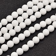 Natural Malaysia Jade Beads Strands, Dyed & Heated, Round, White, 8mm, Hole: 1.0mm, about 48pcs/strand, 15 inch(G-A146-8mm-B01)