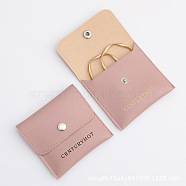 PU Leather Jewelry Pouches, Jewelry Gift Bags with Snap Button, for Ring Necklace Earring Bracelet, Square, Rosy Brown, 8x8cm(WG48807-04)