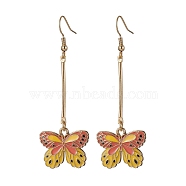 Alloy Enamel Butterfly Dangle Earrings, Yellow, 67x22mm(EJEW-JE05604-01)