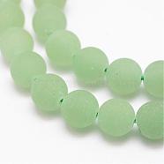 Frosted Round Natural Green Aventurine Beads Strands, 4mm, Hole: 1mm, about 95pcs/strand, 15.5 inch(G-D797-4mm)