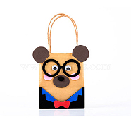 DIY Rectangle with Bear Pattern Kraft Paper Bag Making Set, Including Paper Bag, Non Woven Fabrics Stickers, Eyes Cabochons, Mixed Color, 306mm, Bag: 210x160x1.5mm, Unfold: 210x160x80mm(DIY-F079-16)