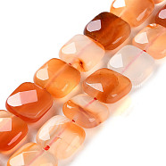 Natural Agate Beads Strands, Faceted Rhombus Cut, Square, 12x12x6mm, Hole: 1mm, about 32pcs/strand, 15.35''(39cm)(G-H024-D01-01)