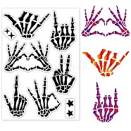 Custom PVC Plastic Clear Stamps, for DIY Scrapbooking, Photo Album Decorative, Cards Making, Skeleton Hand Pattern, 160x110x3mm(DIY-WH0448-0042)