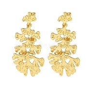 Gingko Leaf Shape Rack Plating Brass Dangle Stud Earrings, Cluster Earrings, Long-Lasting Plated, Cadmium Free & Lead Free, Real 18K Gold Plated, 63x29.5mm(EJEW-K263-05G)