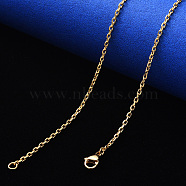 PVD Vacuum Plating 304 Stainless Steel Cable Chain Necklace, with Lobster Claw Clasp, Real 18K Gold Plated, 19.68 inch(50cm), Link: 2x1.2x0.4mm(NJEW-S420-008A-G)