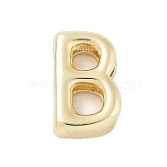 Rack Plating Brass Beads, Cadmium Free & Lead Free, Long-Lasting Plated, Real 18K Gold Plated, Letter B, 14.5x9x4.5mm, Hole: 1.5x10.5mm(KK-A208-10B)
