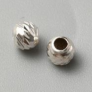 925 Sterling Silver Spacer Beads, Round, Silver, 3x3mm, Hole: 1.2~1.4mm(STER-WH0005-09B)