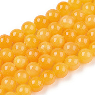 Natural Dyed Yellow Jade Gemstone Bead Strands, Round, Gold, 6mm, Hole: 1mm, about 66pcs/strand, 15.7 inch(X-G-R271-6mm-Y08)