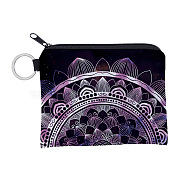 Mandala Flower Pattern Polyester Clutch Bags, Change Purse with Zipper & Key Ring, for Women, Rectangle, Dark Slate Blue, 12x9.5cm(PAAG-PW0016-03G)