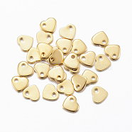 304 Stainless Steel Charms, Stamping Blank Tag, Heart, Real 24k Gold Plated, 5x6x1mm, Hole: 1mm(STAS-H557-28G)