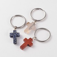 Cross 316 Surgical Stainless Steel Mixed Stone Keychain, 52mm(KEYC-JKC00063)