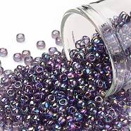 TOHO Round Seed Beads, Japanese Seed Beads, (166D) Transparent AB Sugar Plum, 8/0, 3mm, Hole: 1mm, about 222pcs/10g(X-SEED-TR08-0166D)