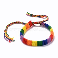 Rainbow Pride Bracelet, Polyester Braided Bead Bracelet for Men Women, Adjustable Bracelet, Colorful, Inner Diameter: 2~4-1/8 inch(5.1~10.5cm)(BJEW-F419-05)