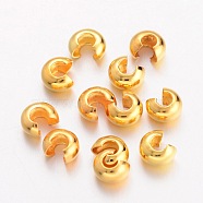 Brass Crimp Beads Covers, Round, Golden, About 4mm In Diameter, 3mm Thick, Hole: 1.5mm, about 227pcs/20g(X-EC266-G)