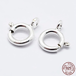 925 Sterling Silver Spring Ring Clasps, Ring, with 925 Stamp, Silver, 9x7x1.5mm, Hole: 1.5mm(STER-K167-076B-S)
