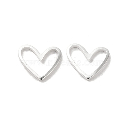 Brass Linking Rings, Heart Connector, 925 Sterling Silver Plated, 11x13x1.5mm, Inner Diameter: 5x11mm(FIND-Z039-18S)