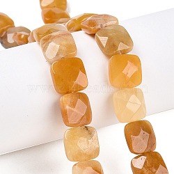 Natural Topaz Jade Beads Strands, Faceted Square, 12~12.5x12~12.5x5.5~6mm, Hole: 1.2mm, about 17pcs/strand, 8.07~8.4''(20.5~21cm)(G-T138-154)