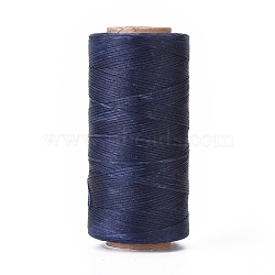 Waxed Polyester Cord, Micro Macrame Cord, Waxed Sewing Thread, Flat, Midnight Blue, 0.8mm, about 284.33 yards(260m)/roll(YC-I003-A21)