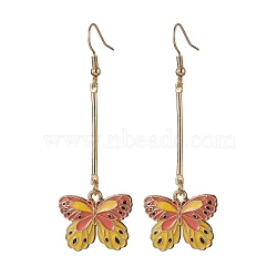 Alloy Enamel Butterfly Dangle Earrings, Yellow, 67x22mm(EJEW-JE05604-01)
