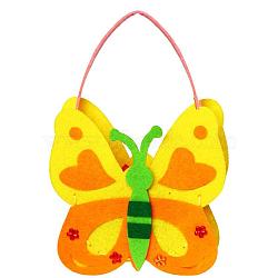 Non Woven Fabric Embroidery Needle Felt Sewing Craft of Pretty Bag Kids, Felt Craft Sewing Handmade Gift for Child Meet Best, Butterfly, Yellow, 14x13x3.5cm(DIY-H140-10)