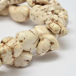 Dyed Nuggets Natural Magnesite Beads Strands, Beige, 11~17x10~17mm, Hole: 1mm, about 15.7 inch(X-G-M139-01-A)