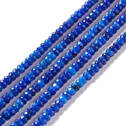 Dyed Natural Sesame Jasper/Kiwi Jasper Rondelle Beads Strands, Faceted, Blue, 6x4mm, Hole: 1mm, about 87pcs/strand, 14.76~15.16 inch(37.5~38.5cm)(G-E316-A08)