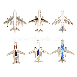 Airplane Enamel Pins, Alloy Aviation Lapel Pin Backs for Backpack Clothes, Golden, Mixed Color, 40x31~42mm(AL-CBAC5A3-01G)