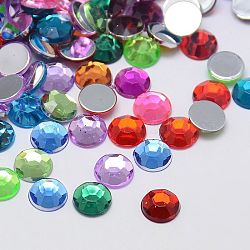 Faceted Half Round/Dome Acrylic Rhinestone Flat Back Cabochons, Mixed Color, 12x3.6mm(X-GACR-YPO12MM-M)