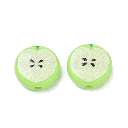 Printed Opaque Acrylic Beads, Apple, Green Yellow, 16.5x17x7mm, Hole: 3mm(AC-CBA8A38-01A)