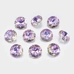 Faceted Glass Rhinestone Charms, Imitation Austrian Crystal, Flat Round, Vitrail Light, 8x4mm, Hole: 1mm(RGLA-F051-8mm-001VL)