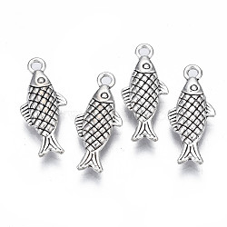 Tibetan Style Alloy Pendants, Lead Free & Cadmium Free, Fish, Antique Silver, 20x8.5x3mm, Hole: 1.6mm, about 520pcs/500g(TIBE-N010-56)