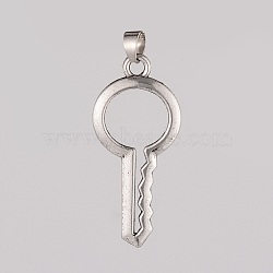 Tibetan Style Alloy Pendants, Key, Antique Silver, 45x21x2mm, Hole: 5x7mm(PALLOY-E556-20AS)