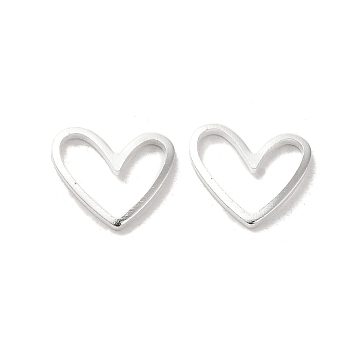 Brass Linking Rings, Heart Connector, 925 Sterling Silver Plated, 11x13x1.5mm, Inner Diameter: 5x11mm