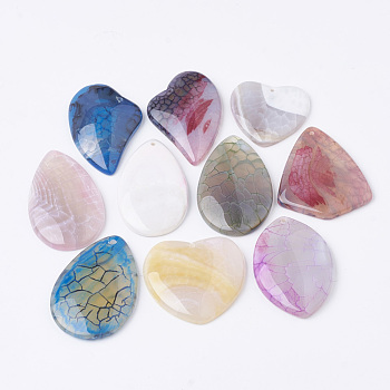 Natural Brazilian Agate Pendants, Dyed, Mixed Shapes, Mixed Color, 45~57x38~48x7mm, Hole: 1.5mm