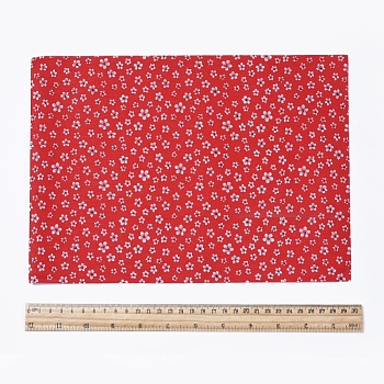 Floral Pattern Printed A4 Polyester Fabric Sheets, Self-adhesive Fabric, for Garment Accessories, Red, 30x21.5x0.03cm