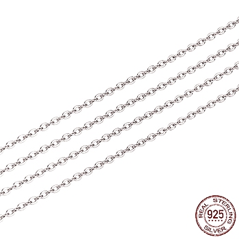 Rhodium Plated 925 Sterling Silver Cable Chain, Soldered, Platinum, 1.6x1.2mm