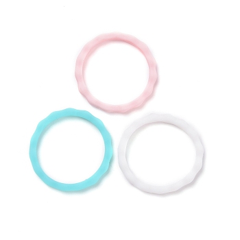 Silicone Finger Rings, Wave, Mixed Color, US Size 7 1/4(17.5mm), 3pcs/bag