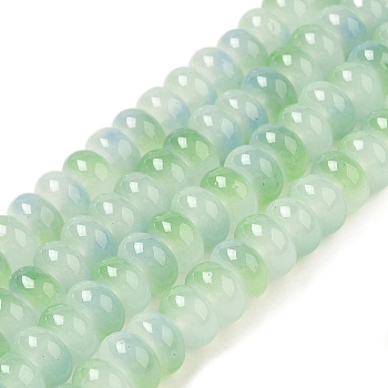 Baking Paint Glass Beads Strands, Rondelle, Light Green, 8x4.5mm, Hole: 1.2mm, about 162pcs/strand, 29.92 inch(76cm)