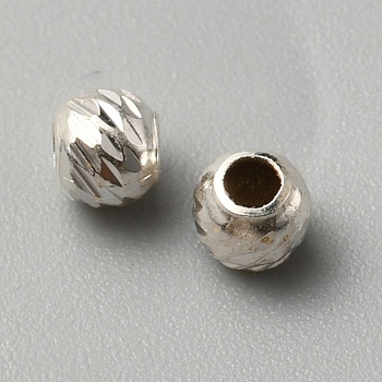 925 Sterling Silver Spacer Beads, Round, Silver, 3x3mm, Hole: 1.2~1.4mm