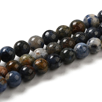 Natural Dumortierite Quartz Beads Strands, Round, 6~6.5mm, Hole: 1mm, about 62~65pcs/strand, 15.04~15.12''(38.2~38.4cm)