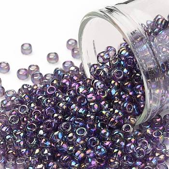 TOHO Round Seed Beads, Japanese Seed Beads, (166D) Transparent AB Sugar Plum, 8/0, 3mm, Hole: 1mm, about 222pcs/10g