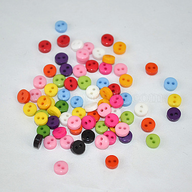 6mm Mixed Color Flat Round Resin 2-Hole Button