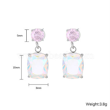 Cubic Zirconia Rectangle Dangle Stud Earrings(EP4155)-4