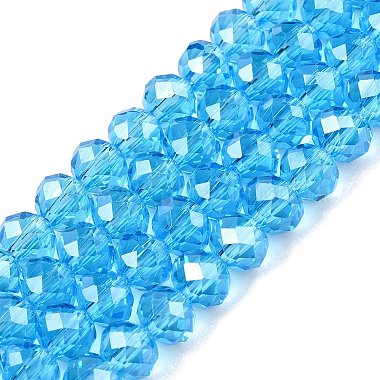 Deep Sky Blue Rondelle Glass Beads