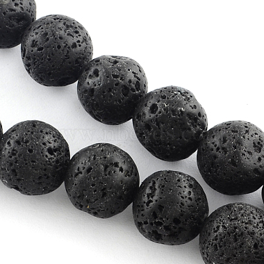 6mm Black Round Lava Beads