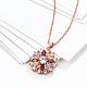 Real Rose Gold Plated Brass Cubic Zirconia Flower Pendant Necklaces(NJEW-BB04540)-3