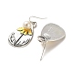 boucles d'oreilles pendantes en forme de larme avec fleur en plastique imitation perle(EJEW-G370-03AS)-2